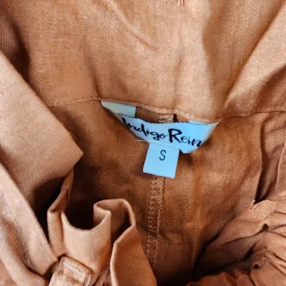 Indigo Rein Linen Blend Hayden Belted Shorts Juniors' Small Pheasant Pull On - Picture 9 of 14